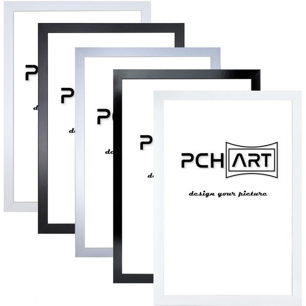 PCH[art] Bilderrahmen Rahmen New Alaya, in: weiß schwarz Alu, Größe: 10x15 bis 90x120 cm, für 1 Bilder, MDF Leiste ummantelt mit Dekorfolie