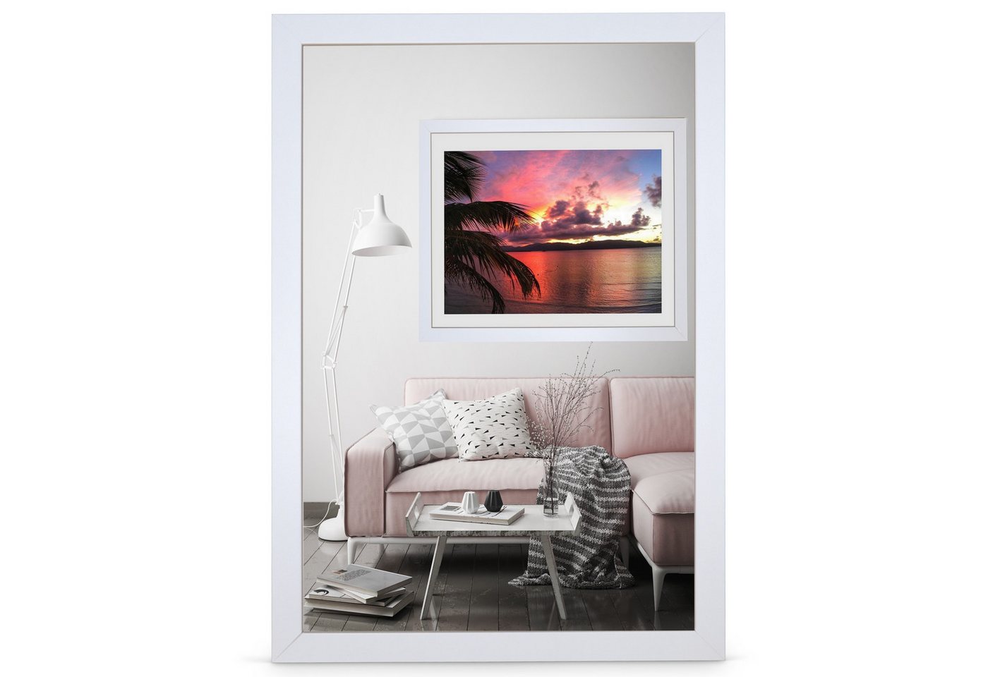 PCH[art] Bilderrahmen Rahmen New Alaya, in: weiß schwarz Alu, Größe: 10x15 bis 90x120 cm, für 1 Bilder, MDF Leiste ummantelt mit Dekorfolie – Bild 2 von 5