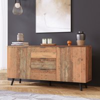 Sideboard, 3 Schubladen Verstellbare Regale, Vintage Design für Esszimmer Wohnzimmer Schlafzimmer, Robuste Konstruktion,Braun, 140x35x70cm Aosom.de