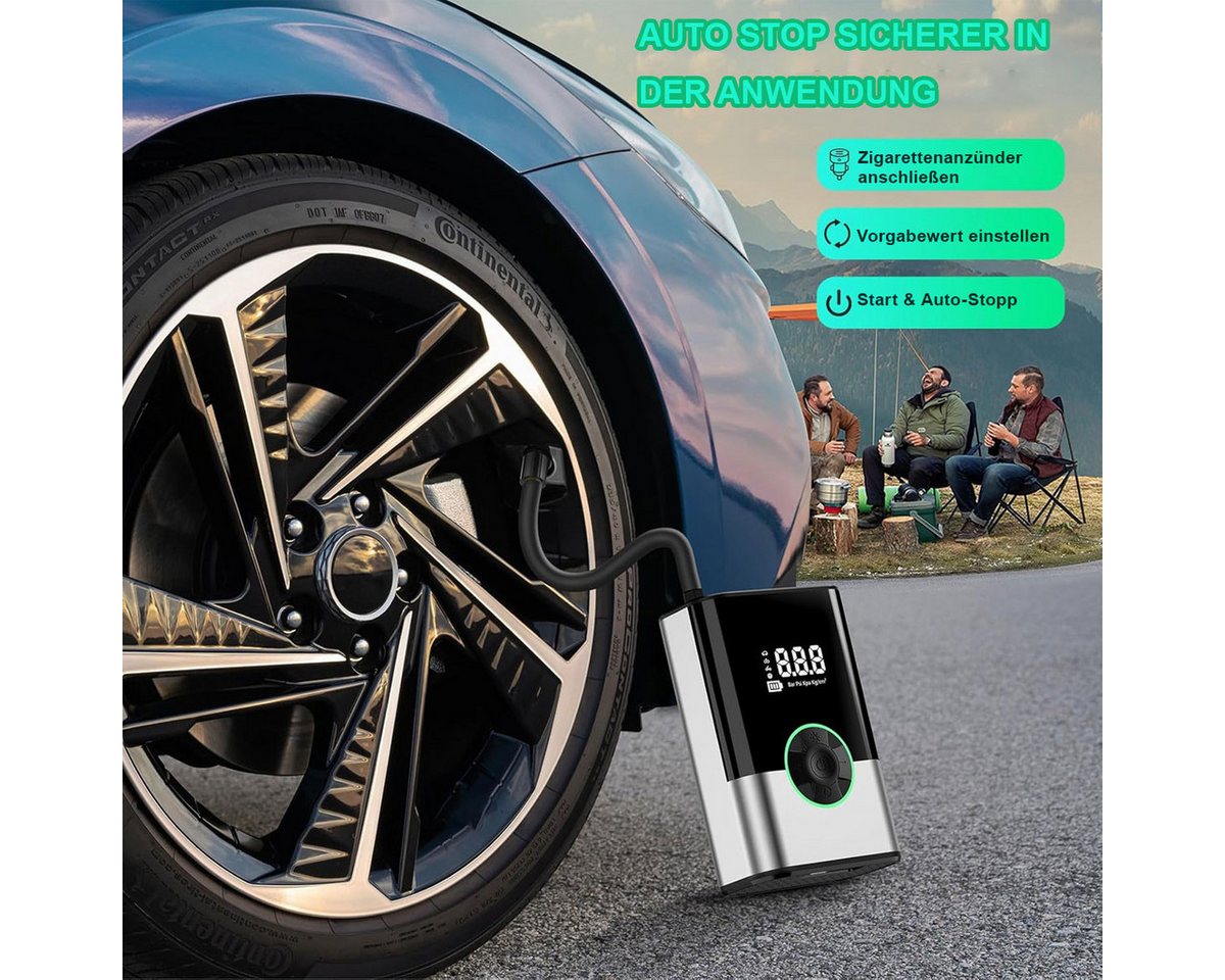 Pdgrid Akku-Luftpumpe 6000mAh Tragbare Elektronische Tragbare 150PSI Fahrradpumpe Elektrisch, luftpumpe für fahrrad,Luftkompressor Portable Electric Air – Bild 4 von 5