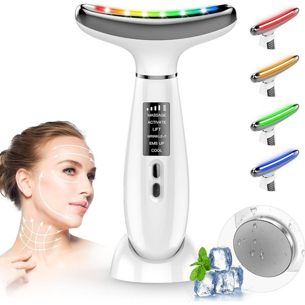 Pdgrid Gesichtsmassagegerät sanfte Hautpflege Elektrische Anti Falten, EMS Facelifting mit 6 Modi, Straffung und Festigung schlaffer Haut für Gesichts- und Hals