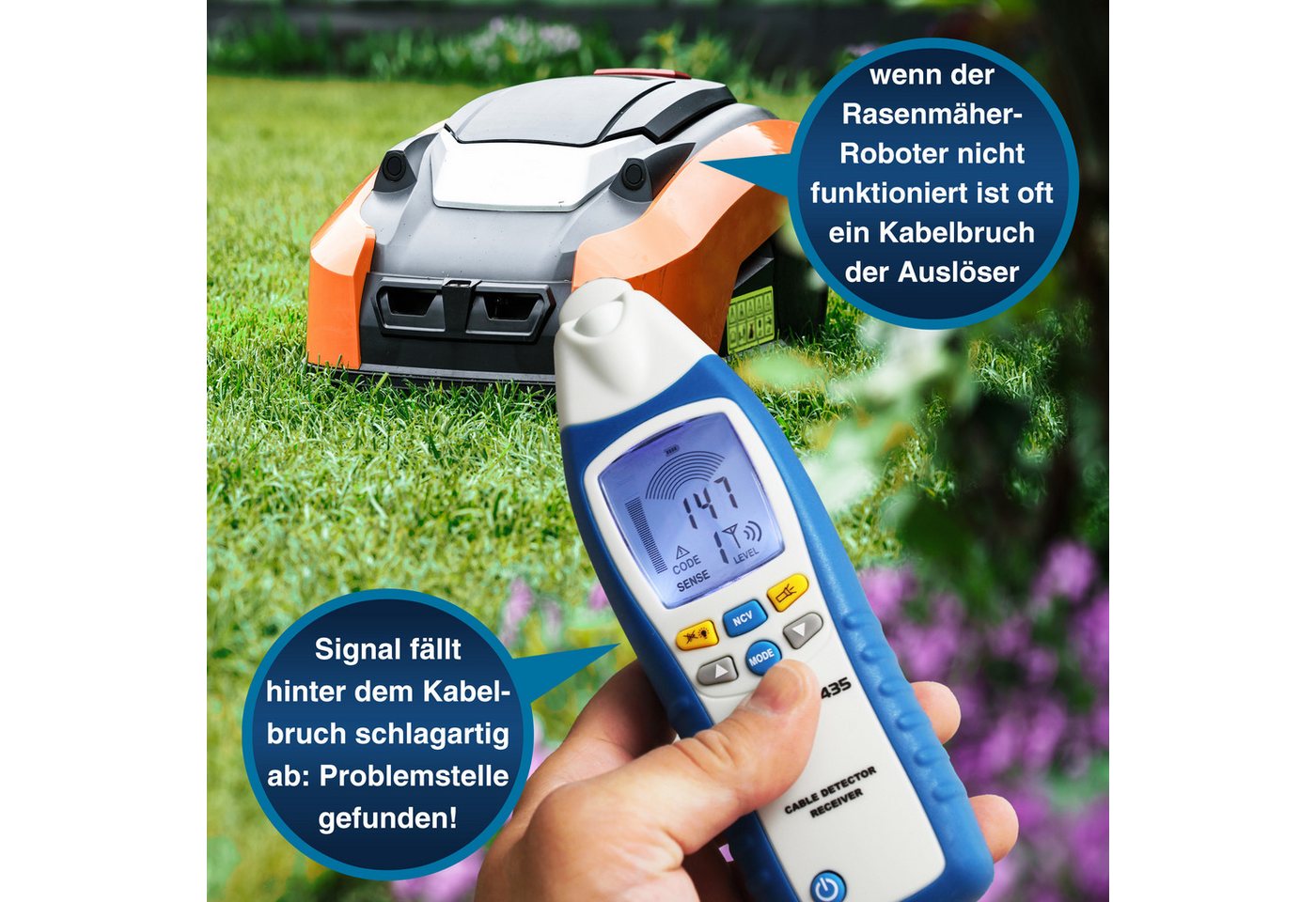 PeakTech Leitungsortungsgerät Leitungssucher Sender & Empfänger 2 m, NCV, Wände – Bild 3 von 5