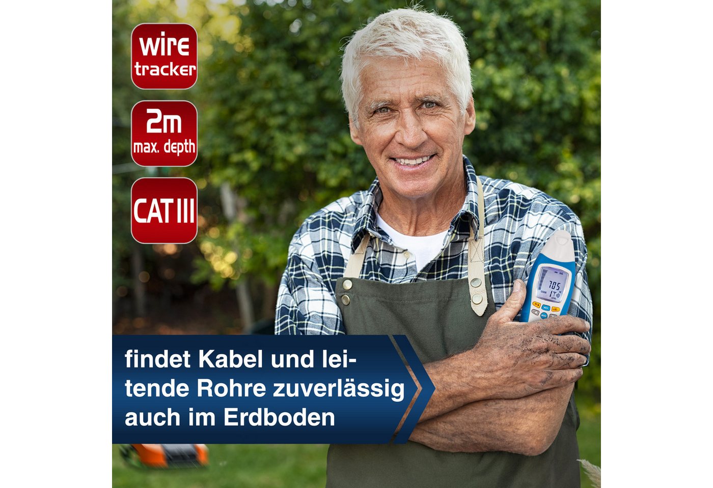 PeakTech Leitungsortungsgerät Leitungssucher Sender & Empfänger 2 m, NCV, Wände – Bild 4 von 5