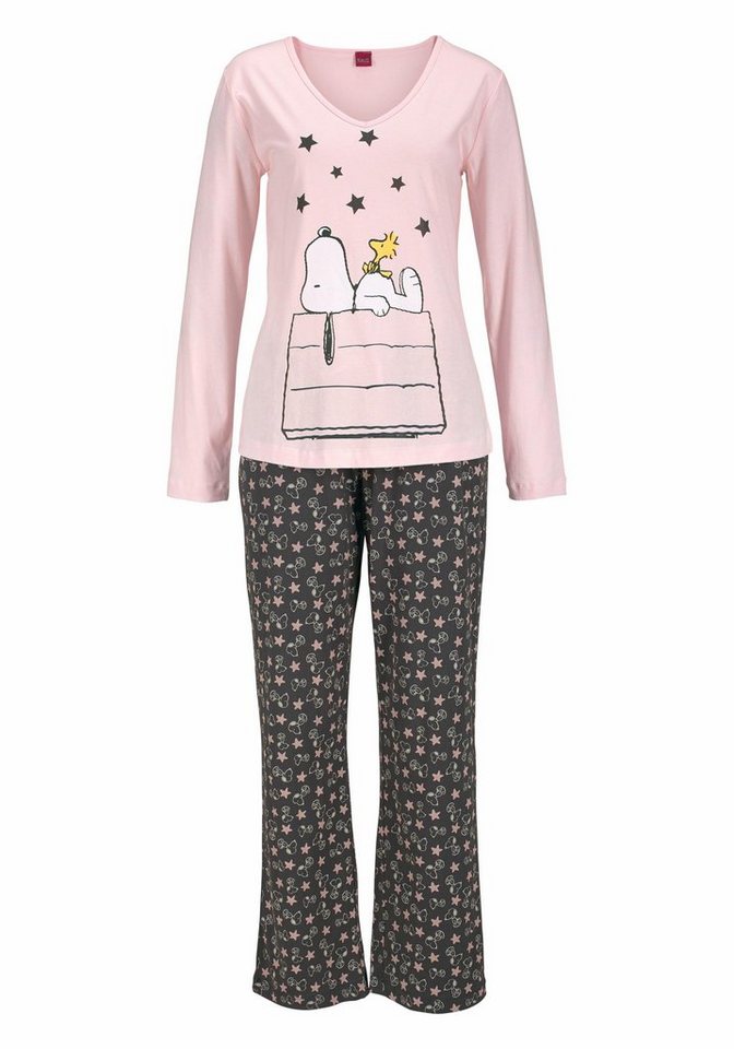 PEANUTS Pyjama (Set, 2 tlg) in langer Form im niedlichen Snoopy-Design – Bild 2 von 5
