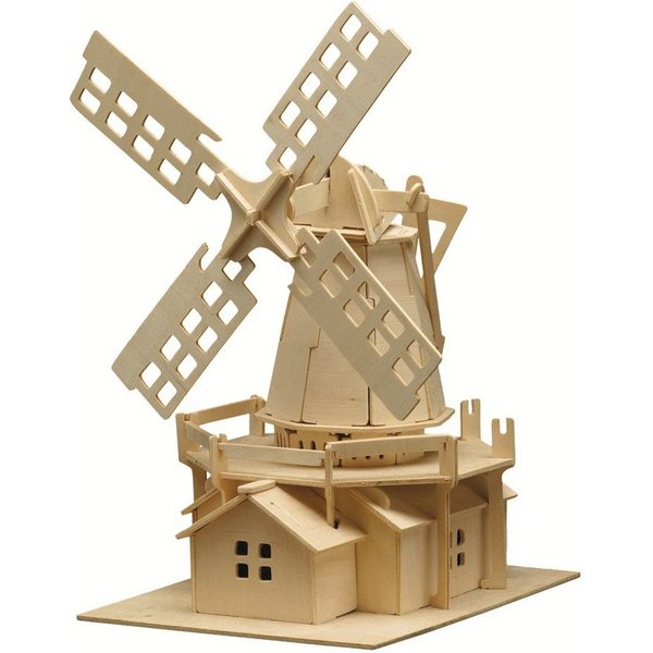 Pebaro 3D-Puzzle Holzbausatz Windmühle, 873, 78 Puzzleteile