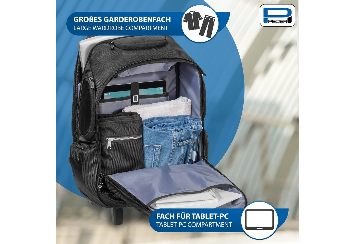 PEDEA Business-Trolley PREMIUM, 2, Rucksack Rollen, Raumwunder mit viel Platz – Bild 3 von 5