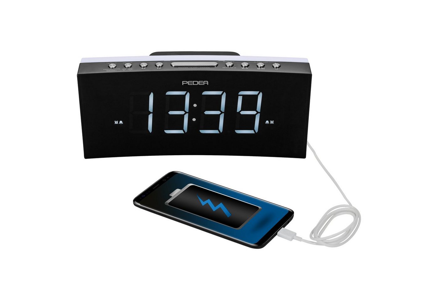 PEDEA Radiowecker FM-Radio, LED-Anzeige, Nachtlicht, Snooze, Dual Alarm dimmbarem Display, Nachtlicht – perfekt für Schlafzimmer und Büro – Bild 5 von 5