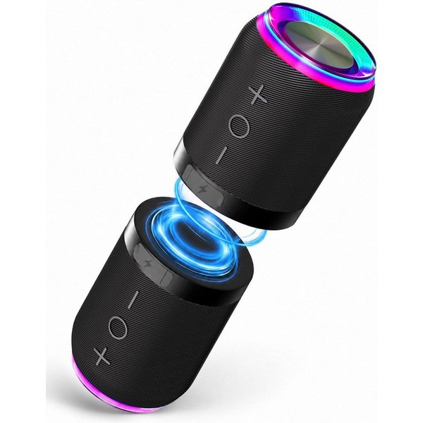 pedete 2-in-1 Magnetisch mit Lichteffekten Stereo 360° Surround-Sound Bluetooth-Lautsprecher 2 (Bluetooth 5.4, IPX6 Wasserdicht Magnetisch haftend Trennbar in z