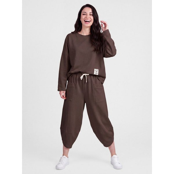 PEKIVESSA Jogginganzug Oversized Jersey-Sweatanzug Set mit 7/8-Hose (2-tlg), dicker, leicht glänzender Jersey-Stoff