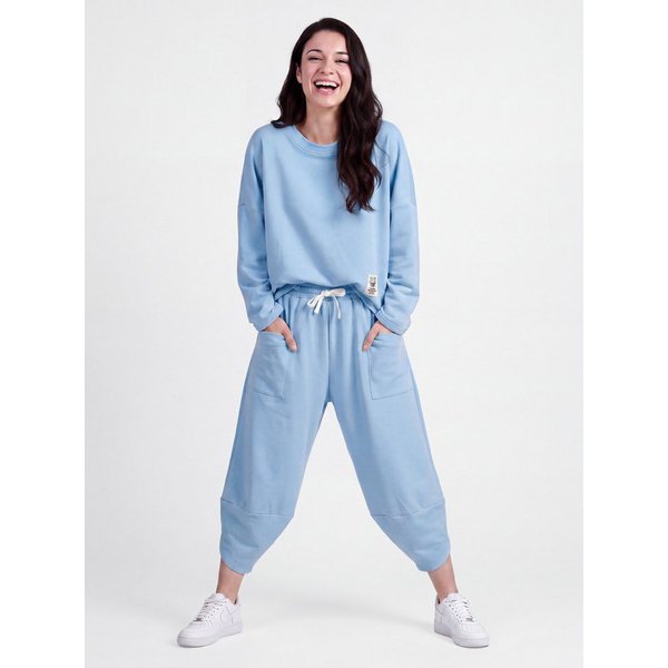 PEKIVESSA Jogginganzug Oversized Jersey-Sweatanzug Set mit 7/8-Hose (2-tlg), dicker, leicht glänzender Jersey-Stoff