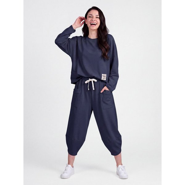 PEKIVESSA Jogginganzug Oversized Jersey-Sweatanzug Set mit 7/8-Hose (2-tlg), dicker, leicht glänzender Jersey-Stoff