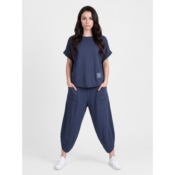PEKIVESSA Jogginganzug Oversized Kurzarm Sweatanzug Set mit 7/8-Hose (2-tlg), Sweatshirt & Sweatpants 2-tlg.