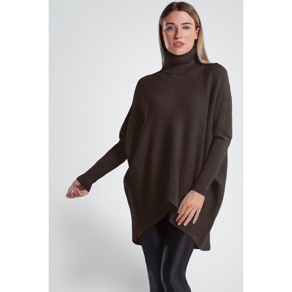 PEKIVESSA Longpullover Oversized langer Rollkragenpullover Damen Fledermausärmel (Einzelartikel, 1-tlg) hinten länger