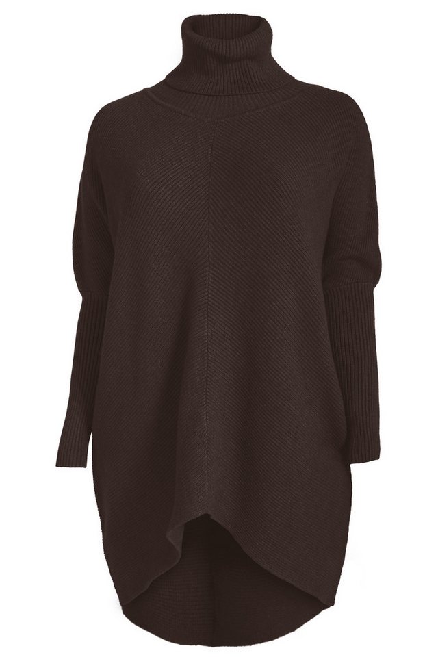 PEKIVESSA Longpullover Oversized langer Rollkragenpullover Damen Fledermausärmel (Einzelartikel, 1-tlg) hinten länger – Bild 2 von 5