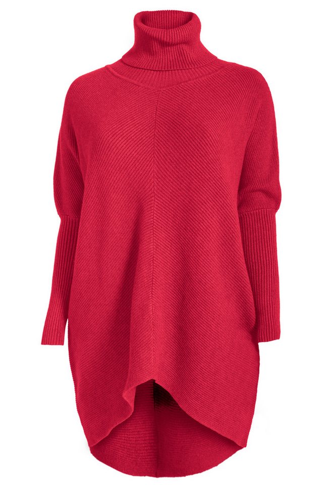 PEKIVESSA Longpullover Oversized langer Rollkragenpullover Damen Fledermausärmel (A-Linie, 1-tlg) hinten länger – Bild 2 von 5
