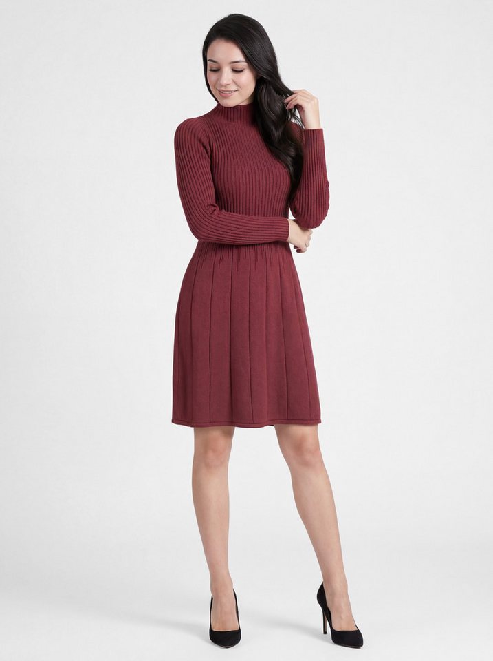 PEKIVESSA Strickkleid Kurzes Rippstrick-Kleid tailliert mit ausgestelltem Rockteil – Bild 5 von 5