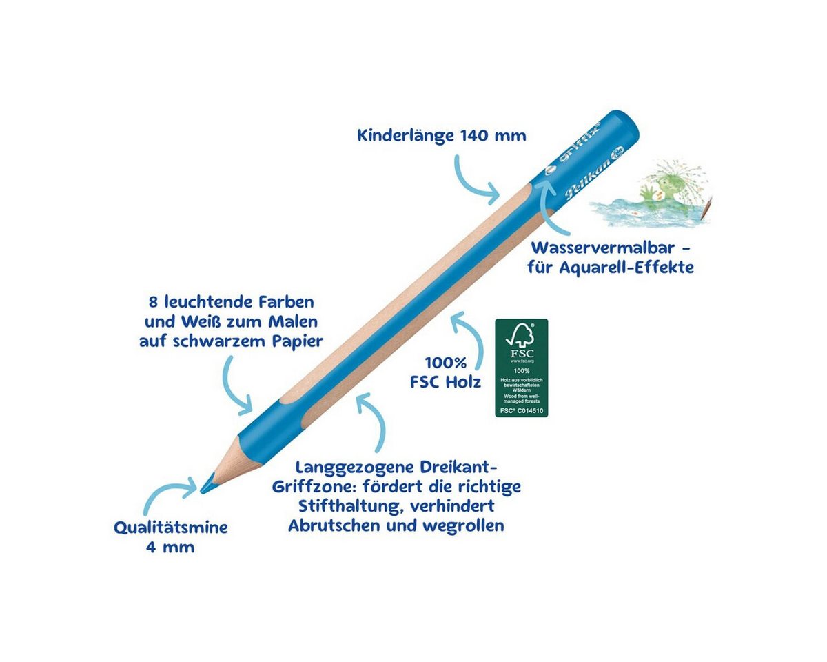 Pelikan Buntstift griffix®, (12-tlg), 12 Farben, wasservermalbar – Bild 3 von 5