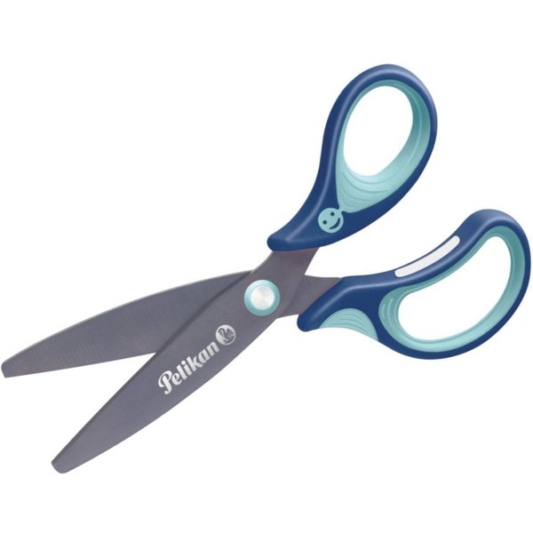 Pelikan Ergonomische Schulschere "griffix" blau, rund, für Rechtshänder*innen, 14 cm
