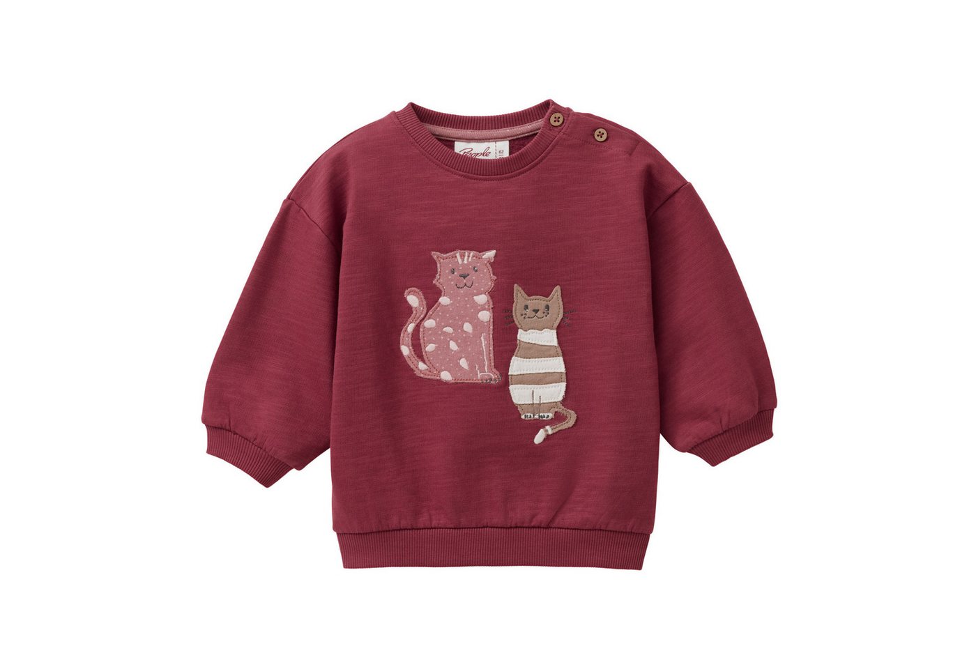 People Wear Organic Sweatshirt rot uni, "Katzen" GOTS zertifiziert – Bild 2 von 4