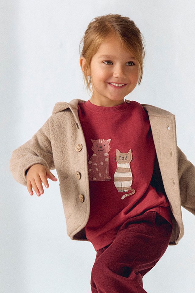 People Wear Organic Sweatshirt rot uni, "Katzen" GOTS zertifiziert – Bild 4 von 4