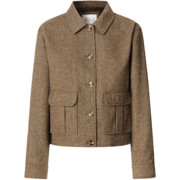 Pepe Jeans Outdoorjacke braun,Casual,Polyester,Allover-Print,Hemdblusenkragen,Lang,Gerade