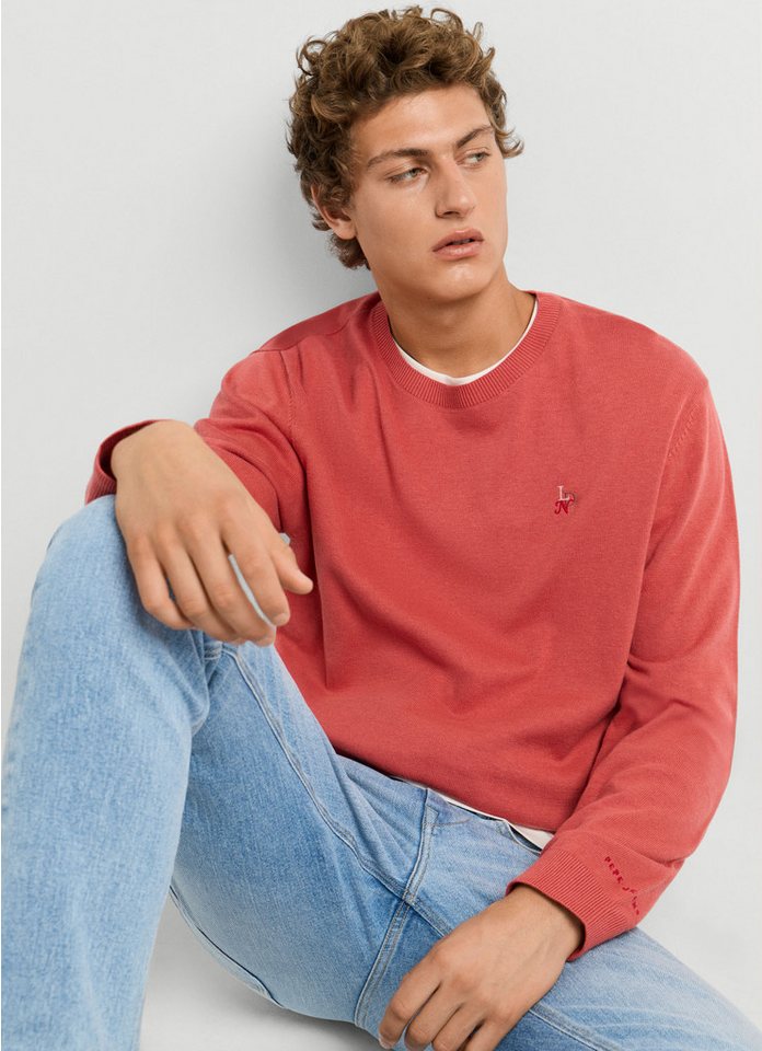 Pepe Jeans Rundhalspullover DANIELS mit gestickten Details, Baumwolle – Bild 3 von 5