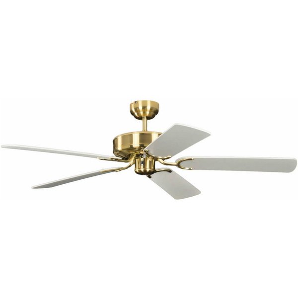 Pepeo Deckenventilator Deckenventilator Potkuri Messing seidenmatt / Weiß, Mit Zugschnur