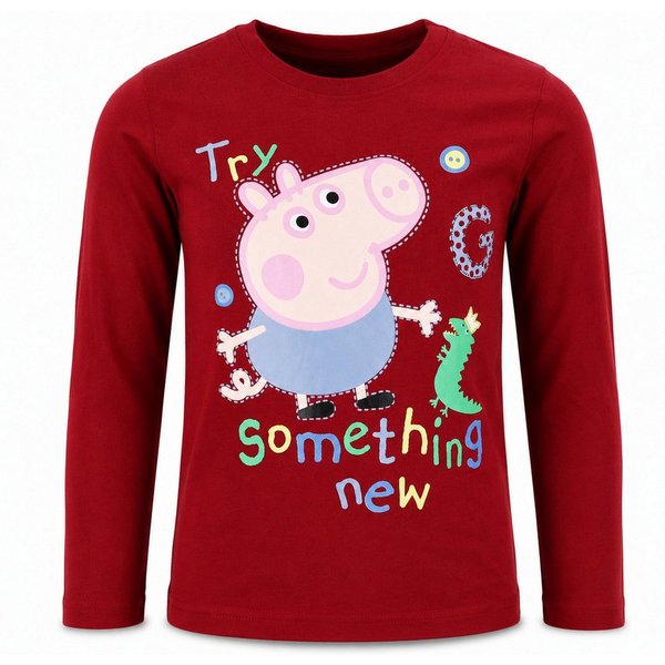 Peppa Pig Langarmshirt Peppa Wutz George Kinder Langarm Shirt Gr. 92 bis 116