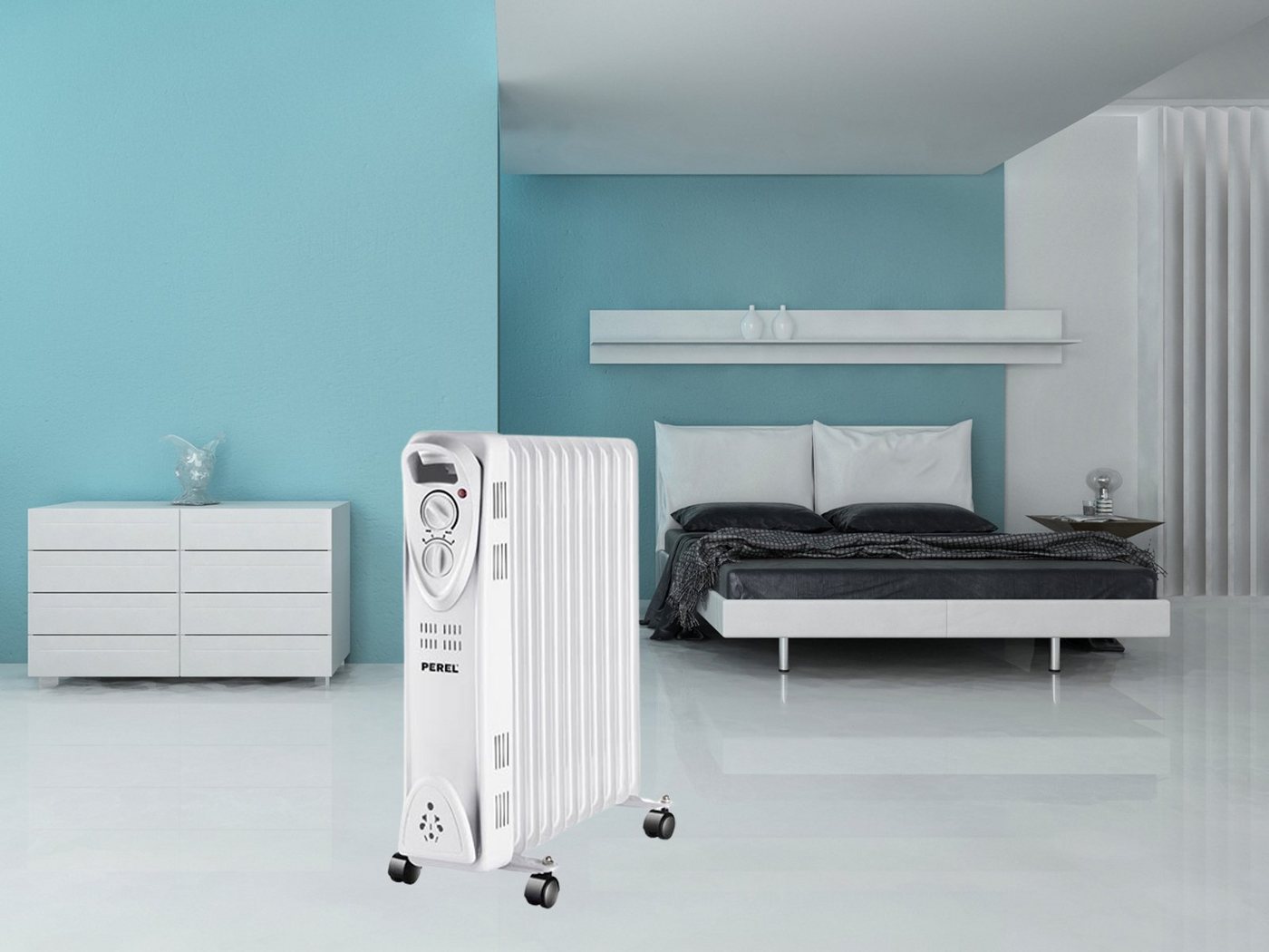 PEREL Ölradiator, 2500 W, Elektro-Radiator 11 Rippen Heizradiator elektrisch mobil Stromheizung – Bild 2 von 5