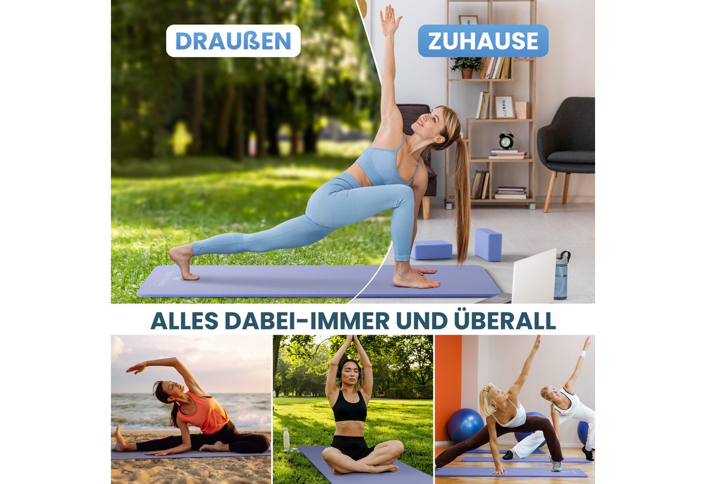 Perfect Balance Yogamatte Yoga Matten Set mit Retro-Baumwolltasche und 2 Blöcken – Bild 5 von 5