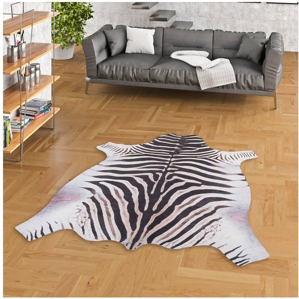 Pergamon Designteppich Kunstfaser Teppich Zebra, Rechteckig, Höhe: 7 mm