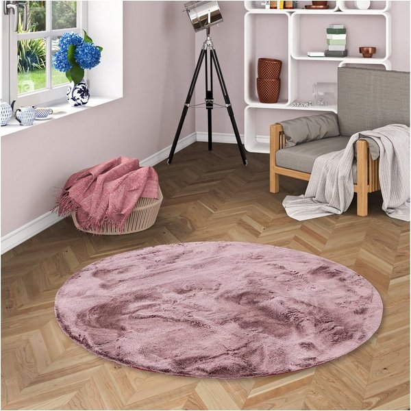 Pergamon Fellteppich Fellteppich Luxus Super Soft Plush Rund, Rund, Höhe: 25 mm