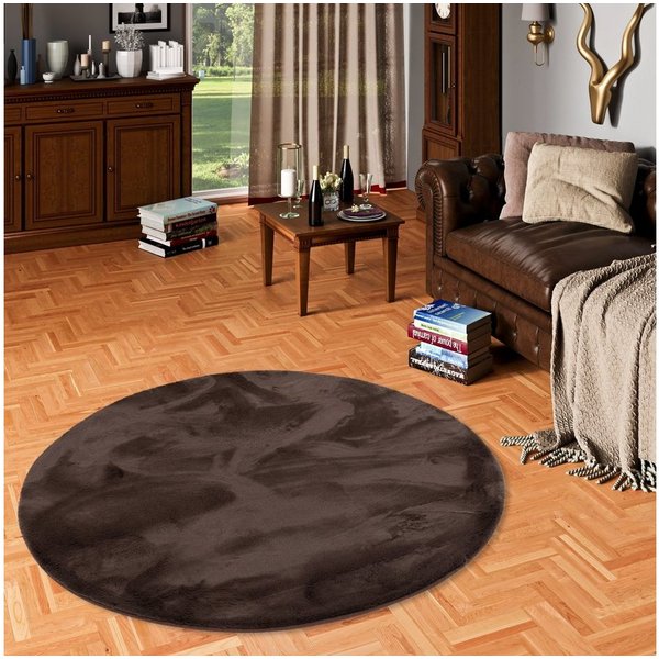 Pergamon Fellteppich Fellteppich Luxus Super Soft Plush Rund, Rund, Höhe: 25 mm