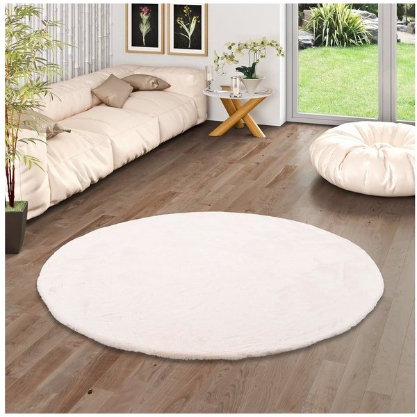 Pergamon Fellteppich Fellteppich Luxus Super Soft Plush Rund, Rund, Höhe: 25 mm