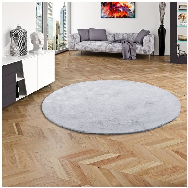 Pergamon Fellteppich Fellteppich Luxus Super Soft Plush Rund, Rund, Höhe: 25 mm