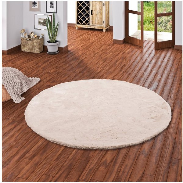 Pergamon Fellteppich Fellteppich Luxus Super Soft Plush Rund, Rund, Höhe: 25 mm