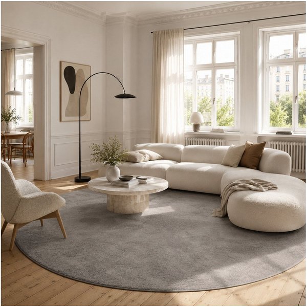 Pergamon Hochflor-Teppich Hochflor Langflor Teppich Super Soft Melia Rund, Rund, Höhe: 20 mm