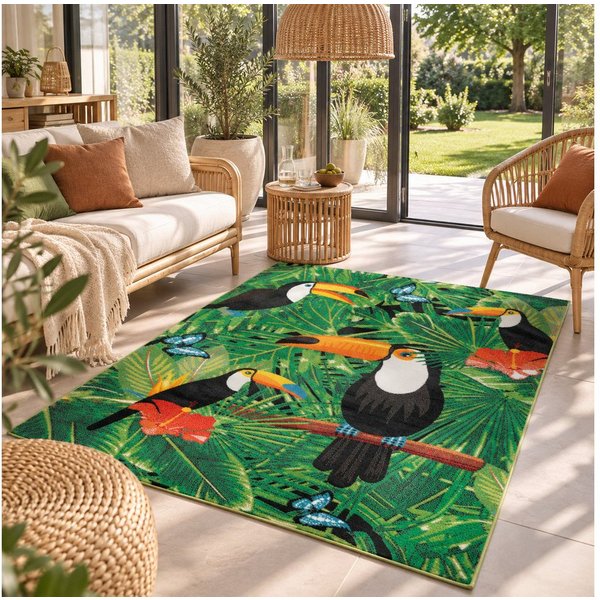 Pergamon Kinderteppich Designer Teppich Faro Tropical Tukan, Rechteckig, Höhe: 11 mm