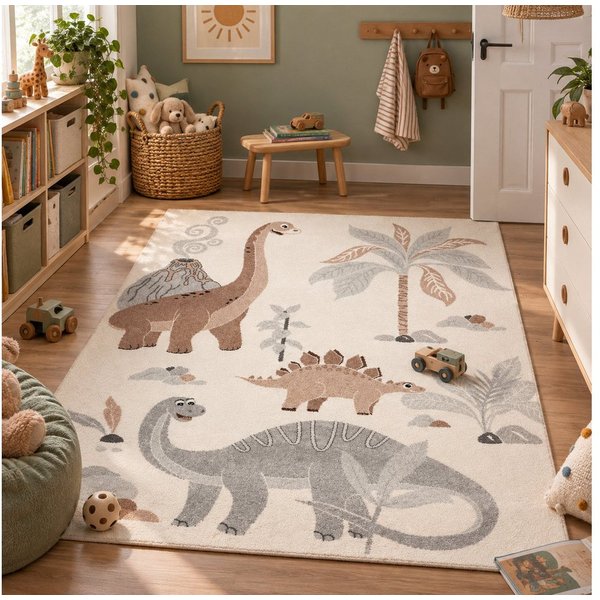 Pergamon Kinderteppich Kinder Teppich Softstar Kids Dinowelt, Rechteckig, Höhe: 11 mm
