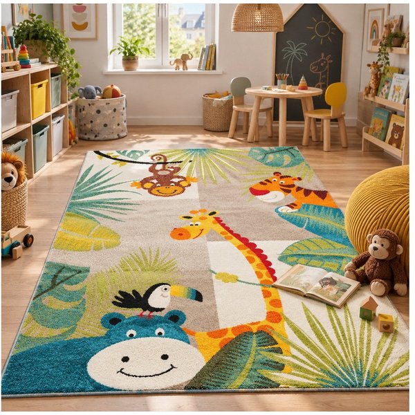 Pergamon Kinderteppich Kinder Teppich Softstar Kids Tierwelt, Rechteckig, Höhe: 11 mm