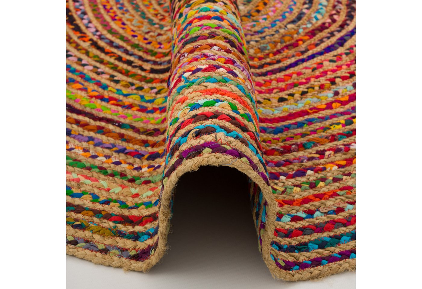 Pergamon Sisalteppich Teppich Jute Baumwolle Salsa Bunt, Rund, Höhe: 8 mm – Bild 3 von 5