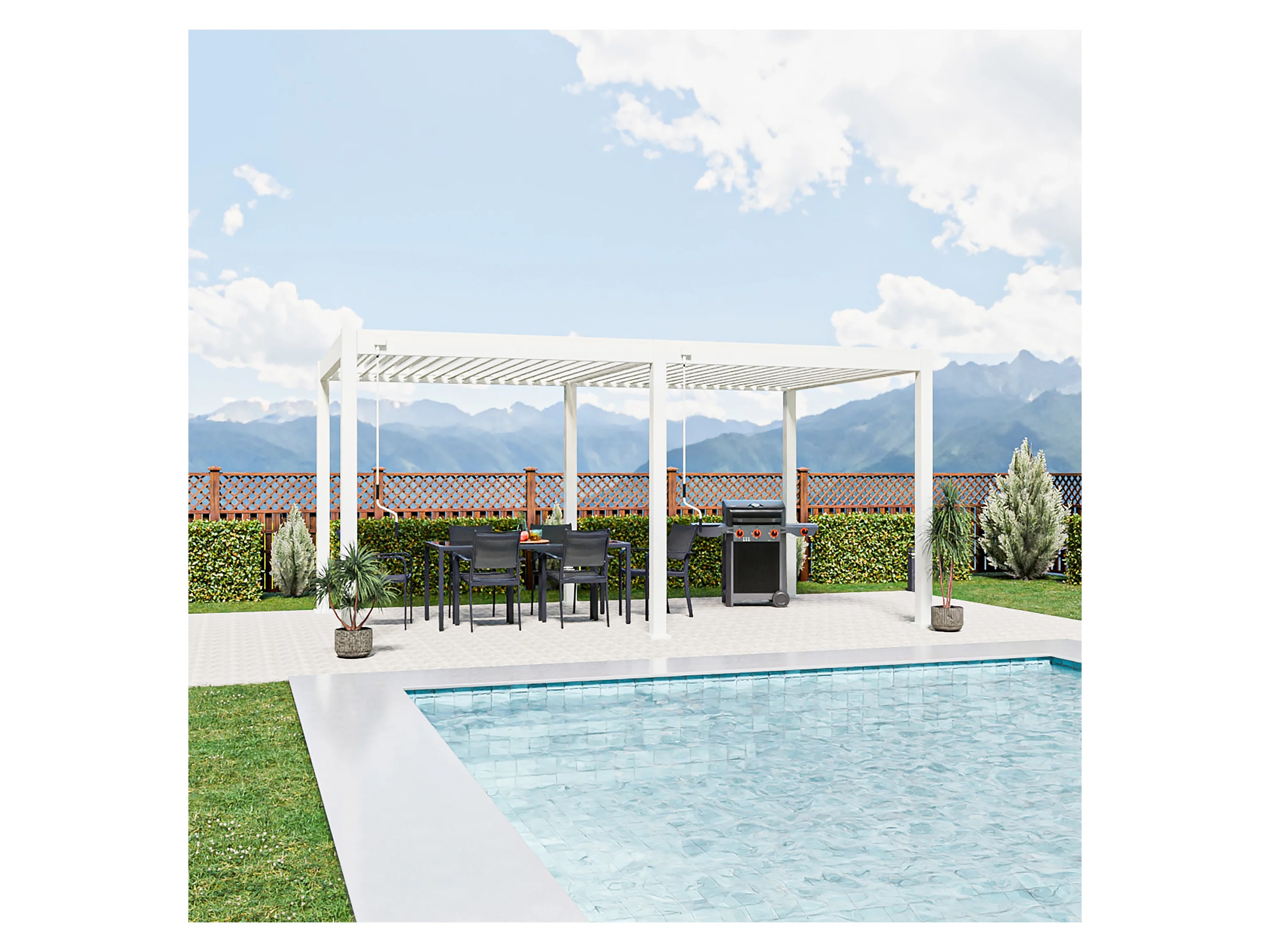 PERGOLINE Pavillon »Trumpf«, mit verschließbaren Stahl-Lamellen (Weiß, 3 x 5,3 m) – Bild 2 von 2