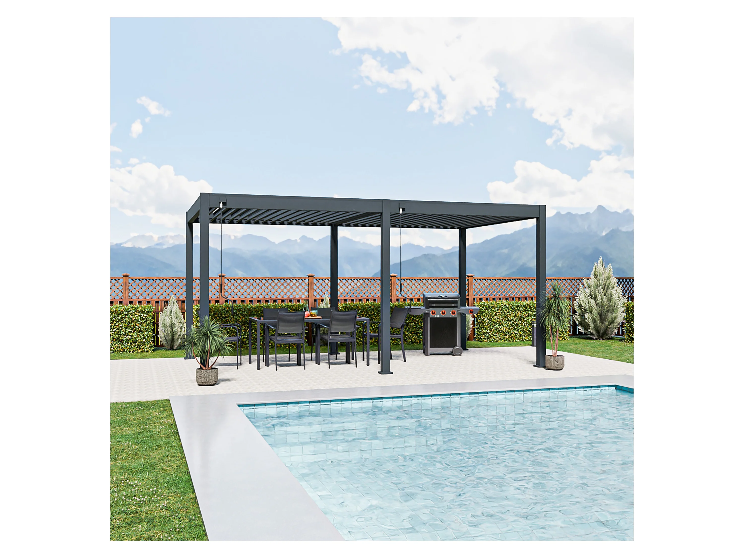 PERGOLINE Pavillon »Trumpf«, mit verschließbaren Stahl-Lamellen (Anthrazit, 3 x 5,3 m) – Bild 2 von 2