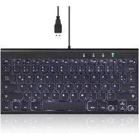 Perixx PERIBOARD-429 DE, kabelgebunden, USB Mini Tastatur mit Hintergrundbeleuch
