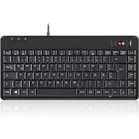 Perixx PERIBOARD-505H PLUS DE, Mini USB-Tastatur, Trackball, Hub, schwarz