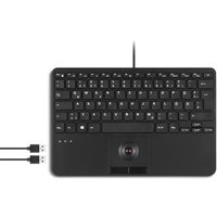 Perixx PERIBOARD-526 H DE, Kabelgebundene Mini-USB-Tastatur, Trackball, USB Hub