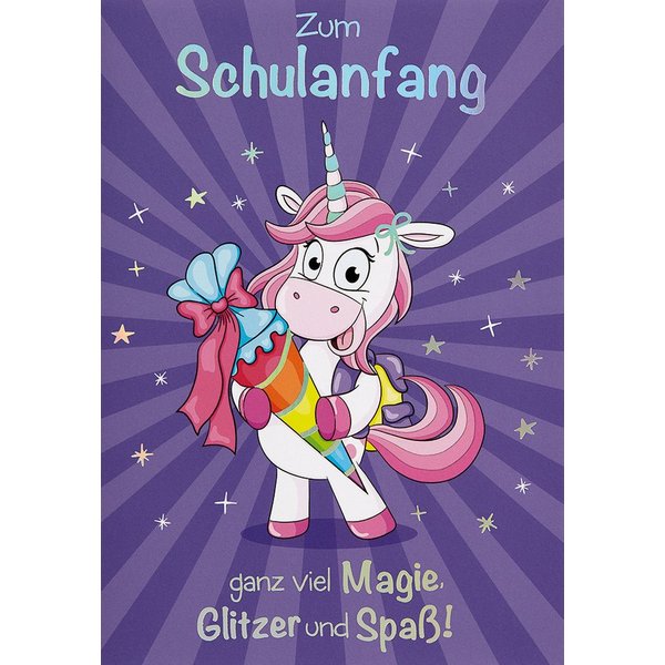 Perleberg Grußkarten Schulanfang – Einschulung - Glückwunschkarte im Format 11,5x17cm