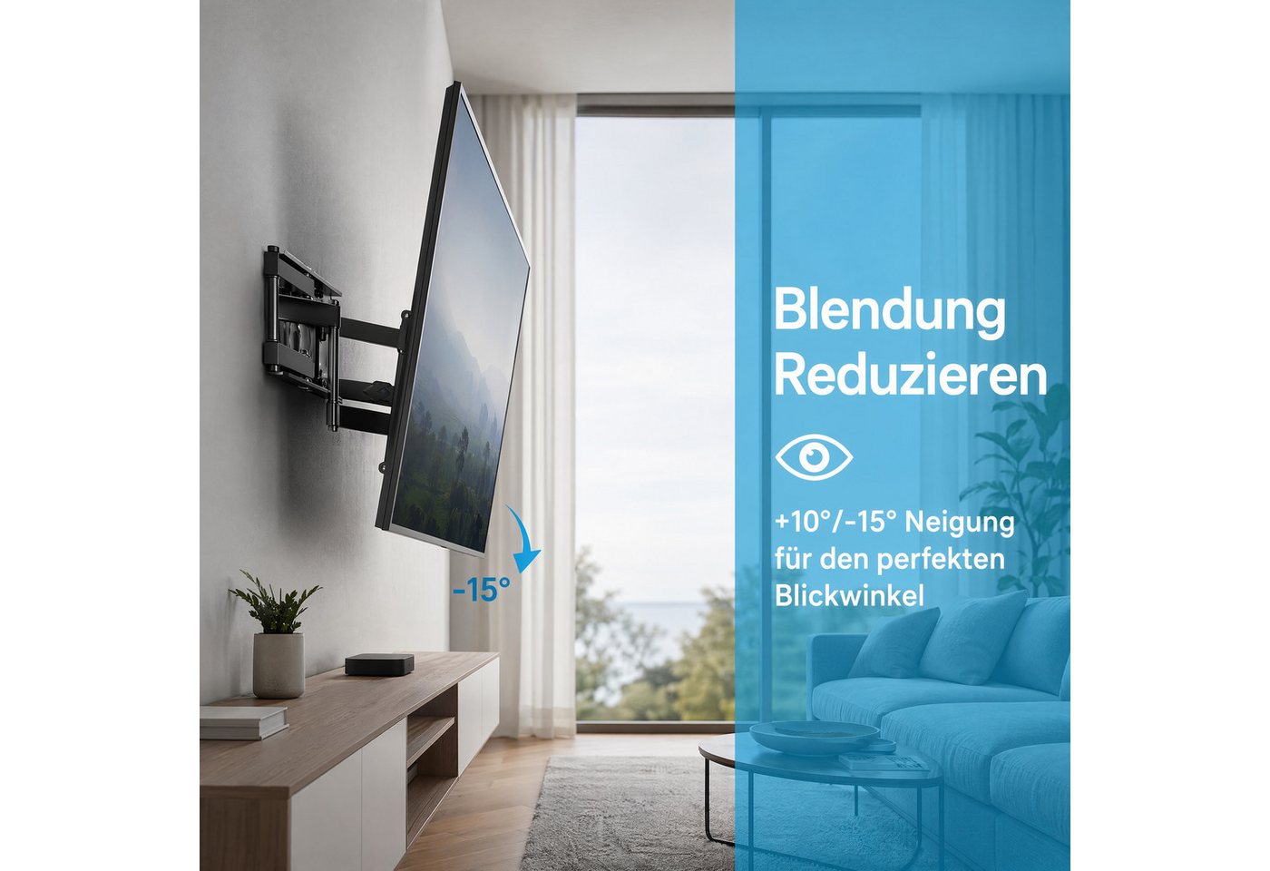 PERLESMITH TV-Wandhalterung TV-Halterung, schwenkbare/neigbare Wandhalterung für 26 - 60Zoll, (bis 60 Zoll, Maximale Tragfähigkeit 40 kg) – Bild 4 von 5