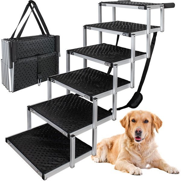 Petigi Hunderampe Hundetreppe Anti Rutsch Einstiegshilfe faltbar 6 Stufen Hundeleiter