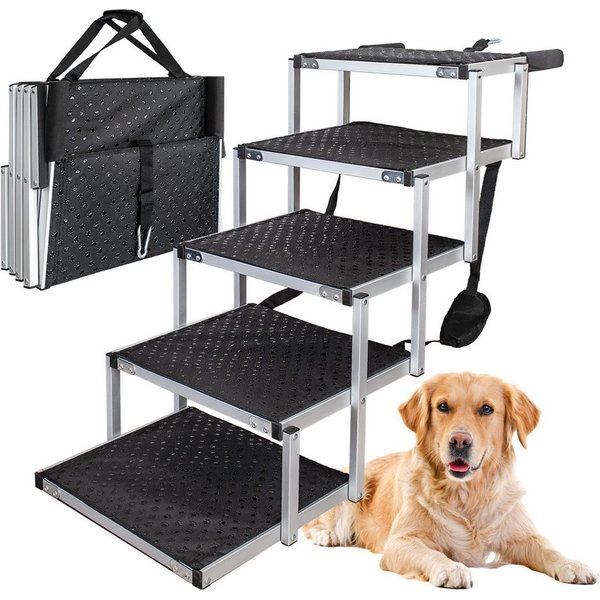 Petigi Hunderampe Hundetreppe Anti Rutsch Einstiegshilfe faltbar 5 Stufen Hundeleiter